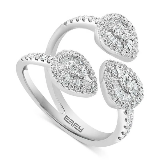 Buy 👏 EFFY Collection EFFY® Diamond Triple Baguette Cluster Statement Ring (5/8 Ct. T.w.) In 14k White Gold 😀