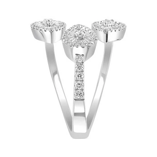 Buy 👏 EFFY Collection EFFY® Diamond Triple Baguette Cluster Statement Ring (5/8 Ct. T.w.) In 14k White Gold 😀 - Image 3
