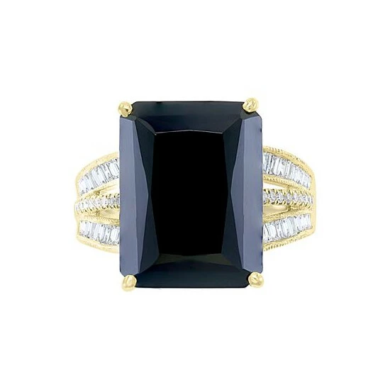Best Sale ❤️ EFFY Collection EFFY® Onyx & Diamond (3/8 Ct. T.w.) Statement Ring In 14k Gold Yellow Gold ✔️ - Image 3