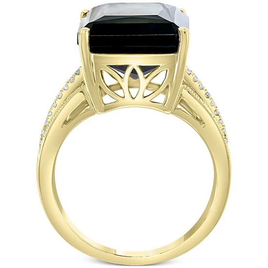 Best Sale ❤️ EFFY Collection EFFY® Onyx & Diamond (3/8 Ct. T.w.) Statement Ring In 14k Gold Yellow Gold ✔️ - Image 5