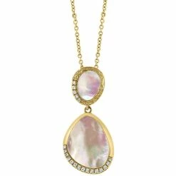 Cheap ✨ EFFY Collection EFFY® 👩 Mother-of-Pearl & Diamond (1/10 Ct. T.w.) 18 Pendant Necklace In 14k Gold 14k Yellow Gold 😍