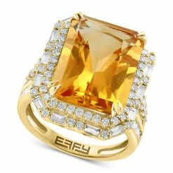 Buy 🌟 EFFY Collection EFFY® Limited Edition Citrine (11-1/2 Ct. T.w.) & Diamond (1-1/3 Ct. T.w.) Halo Ring In 14k Gold 🎉