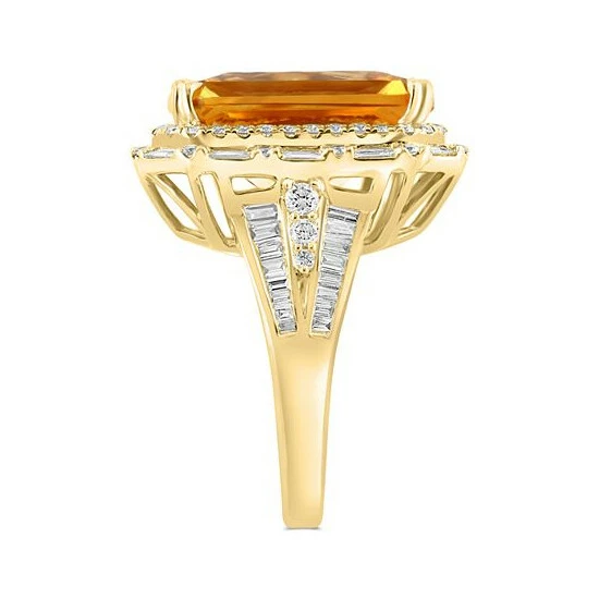 Buy 🌟 EFFY Collection EFFY® Limited Edition Citrine (11-1/2 Ct. T.w.) & Diamond (1-1/3 Ct. T.w.) Halo Ring In 14k Gold 🎉 - Image 3