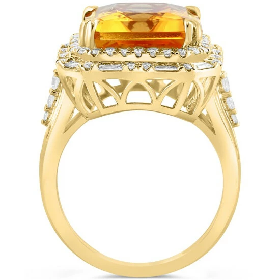 Buy 🌟 EFFY Collection EFFY® Limited Edition Citrine (11-1/2 Ct. T.w.) & Diamond (1-1/3 Ct. T.w.) Halo Ring In 14k Gold 🎉 - Image 4