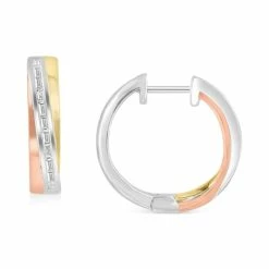 Coupon 🎉 EFFY Collection EFFY® Diamond Baguette Small Hoop Earrings (1/3 Ct. T.w.) In 14k Tricolor Gold, 0.625 Two Toned 🔥