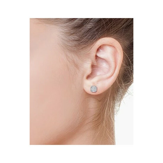 New 😉 EFFY Collection EFFY® Diamond Round & Baguette Cluster Stud Earrings (5/8 Ct. T.w.) In 14k White Gold 🎉 - Image 2