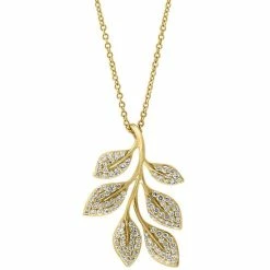 Cheapest 😉 EFFY Collection EFFY® Diamond Leaf 18 Pendant Necklace (5/8 Ct. T.w.) In 14k Gold Yellow Gold 🎉