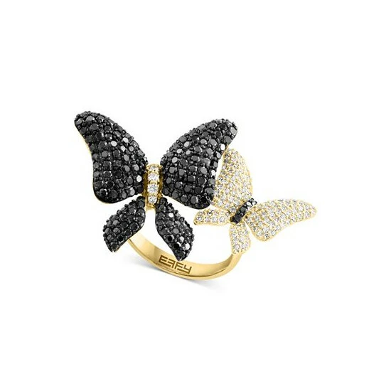 Best Sale 🎉 EFFY Collection EFFY® Black Diamond (2 Ct. T.w.) & White Diamond (5/8 Ct. T.w.) Pavé Butterfly Statement Ring In 14k Gold Yellow Gold 👍 - Image 2