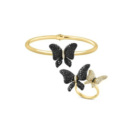 Best Sale 🎉 EFFY Collection EFFY® Black Diamond (2 Ct. T.w.) & White Diamond (5/8 Ct. T.w.) Pavé Butterfly Statement Ring In 14k Gold Yellow Gold 👍 - Image 3