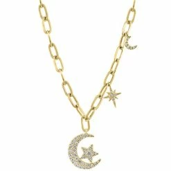 Cheapest 🧨 EFFY Collection EFFY® Diamond Star And Moon Charm 18 Pendant Necklace (1/3 Ct. T.w.) In 14k Gold Yellow Gold 🎁