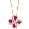 Flash Sale 👏 EFFY Collection EFFY® Ruby (7/8 Ct. T.w.) & Diamond (1/10 Ct. T.w.) Flower 18 Pendant Necklace In 14k Rose Gold Natural Ruby Pendant 🥰