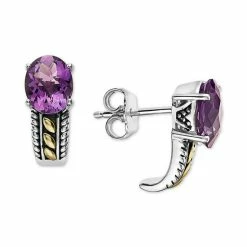 Discount 😍 EFFY Collection EFFY® Amethyst Stud Earrings (4-7/8 Ct. T.w.) In Sterling Silver & 18k Gold 😍