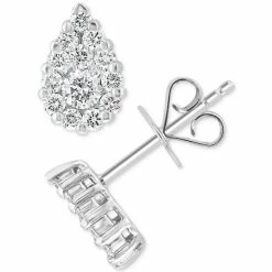 Flash Sale ⌛ EFFY Collection EFFY® HEMATIAN Diamond Teardrop Cluster Stud Earrings (5/8 Ct. T.w.) In 18k White Gold 👍