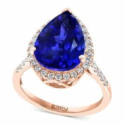 Promo 🥰 EFFY Collection EFFY® Tanzanite (6 Ct. T.w.) & Diamond (3/8 Ct. T.w.) Teardrop Halo Ring In 14k Rose Gold 💯