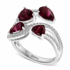 Discount 🎉 EFFY Collection EFFY® Rhodolite (3-1/4 Ct. T.w.) & Diamond (1/5 Ct. T.w.) Openwork Statement Ring In 14k White Gold 👏