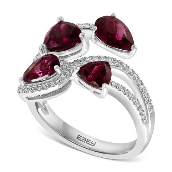 Discount 🎉 EFFY Collection EFFY® Rhodolite (3-1/4 Ct. T.w.) & Diamond (1/5 Ct. T.w.) Openwork Statement Ring In 14k White Gold 👏