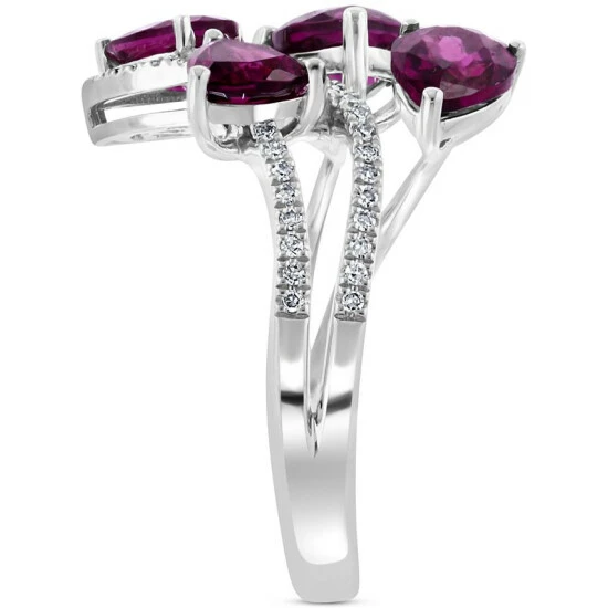 Discount 🎉 EFFY Collection EFFY® Rhodolite (3-1/4 Ct. T.w.) & Diamond (1/5 Ct. T.w.) Openwork Statement Ring In 14k White Gold 👏 - Image 5