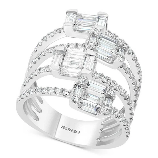 Cheapest 😉 EFFY Collection EFFY® HEMATIAN Diamond Multi-Row Baguette Statement Ring (1-5/8 Ct. T.w.) In 18k White Gold 🧨