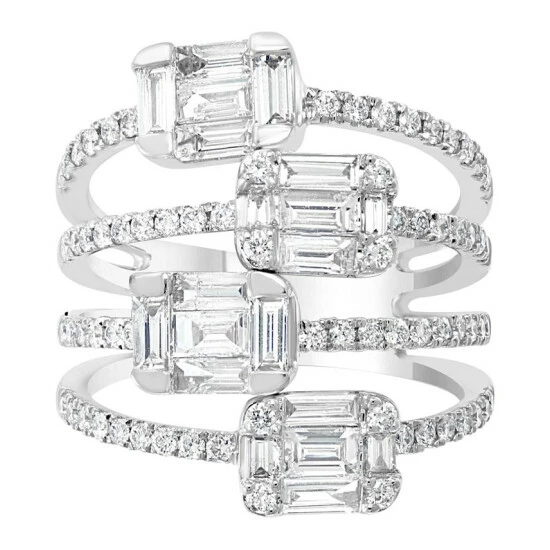 Cheapest 😉 EFFY Collection EFFY® HEMATIAN Diamond Multi-Row Baguette Statement Ring (1-5/8 Ct. T.w.) In 18k White Gold 🧨 - Image 4