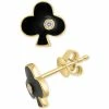 Best Sale 😀 EFFY Collection EFFY® Diamond Accent Enamel Club Stud Earrings In 14k Gold 🤩