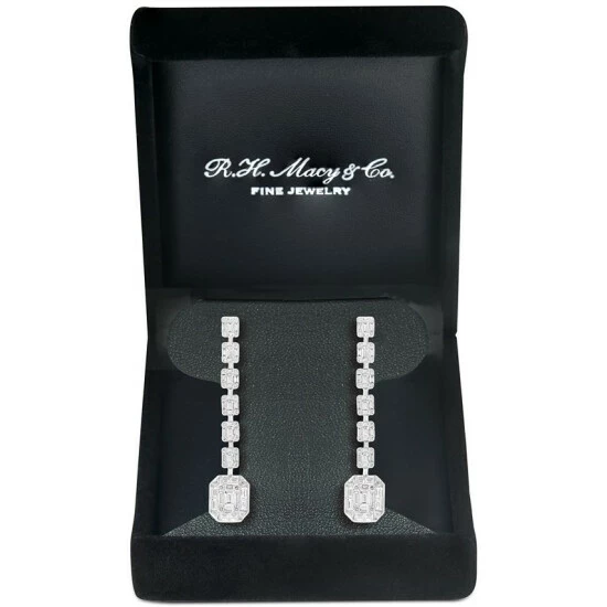 Brand new 🎉 EFFY Collection EFFY® Diamond Baguette & Round Linear Drop Earrings (2-1/2 Ct. T.w.) In 18k White Gold 💯 - Image 2