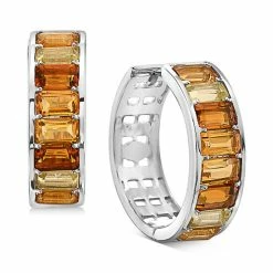 Cheapest ❤️ EFFY Collection EFFY® Citrine (3-5/8 Ct. T.w.) & Lemon Quartz (1 Ct. T.w.) Huggie Hoop Earrings In Sterling Silver 👍