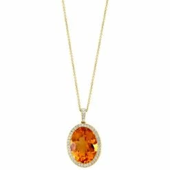 Best Sale ✨ EFFY Collection EFFY® Citrine (8-1/3 Ct. T.w.) & Diamond (1/4 Ct. T.w.) Oval Halo 18 Pendant Necklace In 14k Gold 🔥