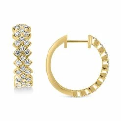Cheap 😀 EFFY Collection EFFY® Diamond Checkerboard Pattern Hoop Earrings (1 Ct. T.w.) In 14k Gold Yellow Gold 🥰