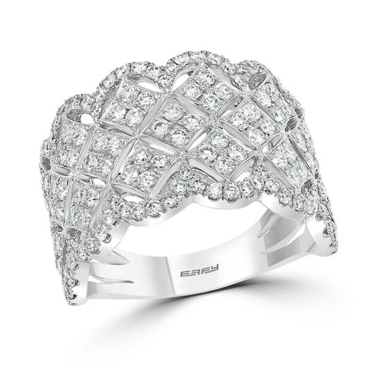 Promo 👍 EFFY Collection EFFY® Diamond Scalloped Edge Statement Ring (1-1/2 Ct. T.w.) In 14k White Gold 🛒