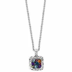 Cheap 😀 EFFY Collection EFFY® Multi-Gemstone Cluster Framed 18 Pendant Necklace (1-1/2 Ct. T.w.) In Sterling Silver Multi Gemstone 😀