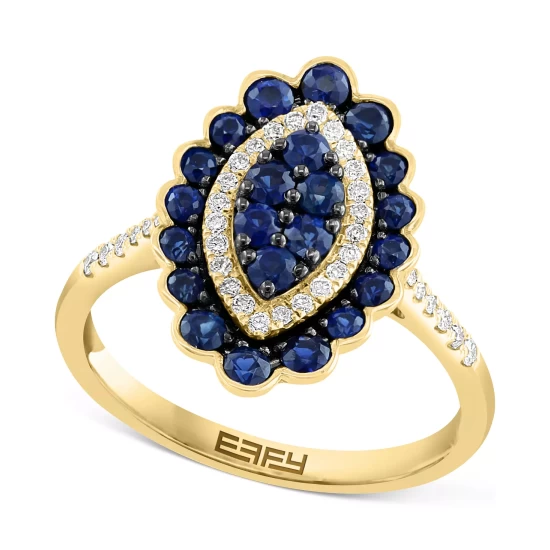 Wholesale ✨ EFFY Collection EFFY® Sapphire (7/8 Ct. T.w.) & Diamond (1/5 Ct. T.w.) Cluster Ring In 14k Gold 🤩 - Image 2