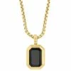 Discount 🔥 EFFY Collection EFFY® Men's Onyx 22 Pendant Necklace (1-1/2 Ct. T.w.) In 14k Gold-Plated Sterling Silver Gold Over Silver 🤩