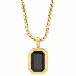 Discount 🔥 EFFY Collection EFFY® Men's Onyx 22 Pendant Necklace (1-1/2 Ct. T.w.) In 14k Gold-Plated Sterling Silver Gold Over Silver 🤩