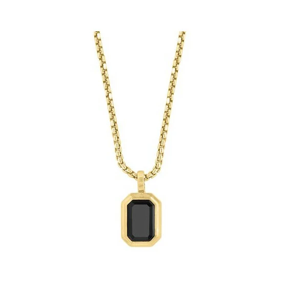 Discount 🔥 EFFY Collection EFFY® Men's Onyx 22 Pendant Necklace (1-1/2 Ct. T.w.) In 14k Gold-Plated Sterling Silver Gold Over Silver 🤩 - Image 2
