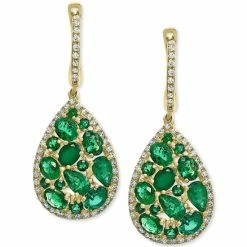 Cheapest 😀 EFFY Collection EFFY® Emerald (3-1/2 Ct. T.w.) & Diamond (3/8 Ct. T.w.) Drop Earrings In 14k Gold 🧨