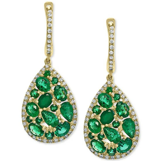 Cheapest 😀 EFFY Collection EFFY® Emerald (3-1/2 Ct. T.w.) & Diamond (3/8 Ct. T.w.) Drop Earrings In 14k Gold 🧨