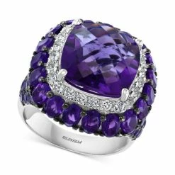 Discount ⌛ EFFY Collection EFFY® Amethyst (12 Ct. T.w.) & White Topaz (5/8 Ct. T.w.) Statement Ring In Sterling Silver 😉