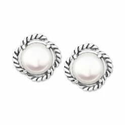 Buy 🛒 EFFY Collection EFFY® Cultured Freshwater Pearl (8mm) Stud Earrings In Sterling Silver 🎁
