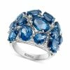 Buy 😀 EFFY Collection EFFY® London Blue Topaz (16-1/2 Ct. T.w.) & Diamond (1/6 Ct. T.w.) Cluster Ring In 14k White Gold ✔️