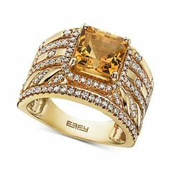 Flash Sale 🎉 EFFY Collection EFFY® Citrine (2-3/4 Ct. T.w.) & Diamond (1/2 Ct. T.w.) Multirow Statement Ring In 14k Gold 🌟