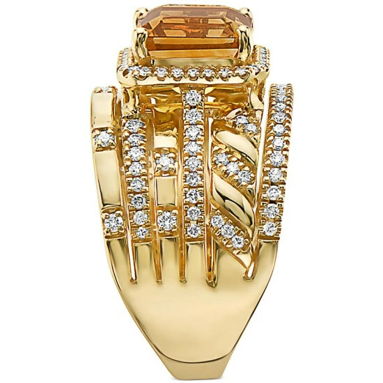 Flash Sale 🎉 EFFY Collection EFFY® Citrine (2-3/4 Ct. T.w.) & Diamond (1/2 Ct. T.w.) Multirow Statement Ring In 14k Gold 🌟 - Image 4