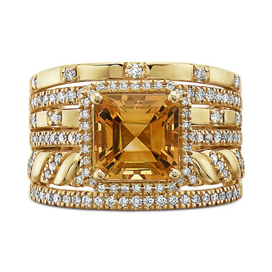 Flash Sale 🎉 EFFY Collection EFFY® Citrine (2-3/4 Ct. T.w.) & Diamond (1/2 Ct. T.w.) Multirow Statement Ring In 14k Gold 🌟 - Image 5