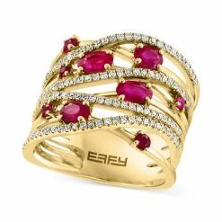 Budget 🔔 EFFY Collection EFFY® Ruby (1-1/5 Ct. T.w.) & Diamond (3/8 Ct. T.w.) Multirow Ring In 14k Gold ✨