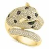Cheap 🥰 EFFY Collection EFFY® Black & White Diamond (1-1/2 Ct. T.w.) & Tsavorite (1/20 Ct. T.w.) Signature Panther Ring In 14k Gold & Rose Gold 🥰