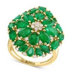 Discount 😀 EFFY Collection EFFY® Emerald (6-1/4 Ct. T.w.) & Diamond (3/8 Ct. T.w.) Flower Cluster Ring In 14k Yellow Gold 👏