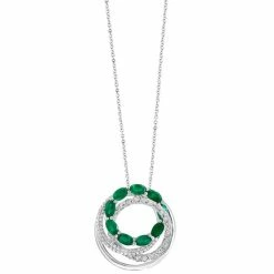 Buy 🎁 EFFY Collection EFFY® Emerald (2-1/8 Ct. T.w.) & Diamond (1/3 Ct. T.w.) Multi-Ring 18 Pendant Necklace In 14k White Gold ✔️