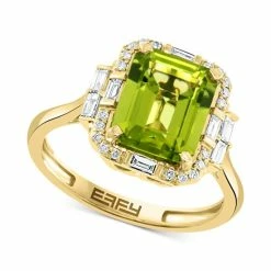 Buy 🌟 EFFY Collection EFFY® Peridot (3-1/3 Ct. T.w.) & Diamond (1/4 Ct. T.w.) Halo Ring In 14k Gold ✨