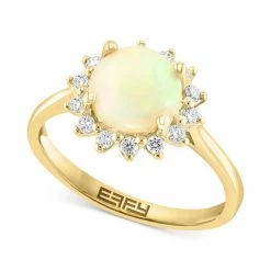 Promo 🔥 EFFY Collection EFFY® Ethiopian Opal (1-1/10 Ct. T.w.) & Diamond (1/5 Ct. T.w.) Halo Ring In 14k Gold 🤩