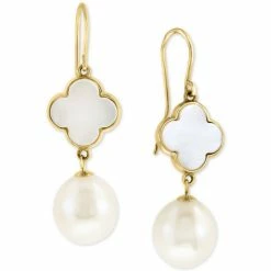 Cheap ❤️ EFFY Collection EFFY® 👩 Mother-of-Pearl & Freshwater Pearl (9-1/2mm) Drop Earrings In 14k Gold 14k Yellow Gold 😀