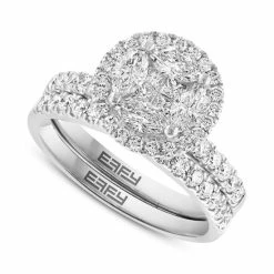 Cheap 🔥 EFFY Collection EFFY® Diamond Multi-Cut Halo Cluster Bridal Set (1-1/2 Ct. T.w.) In 14k White Gold ✨